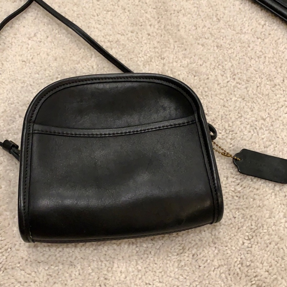 Coach “Abbie Zip” Black Leather Crossbody Bag